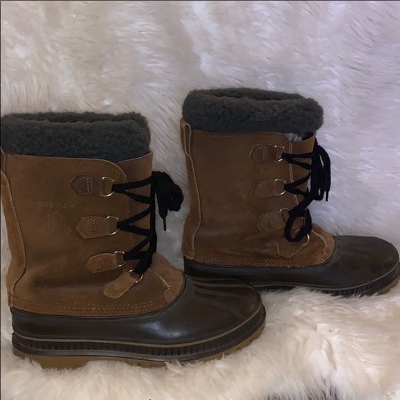 Sorel Roughrider caribou Thermoplus boots Snow Men’s 7 women’s 8.5 wool - Picture 2 of 7
